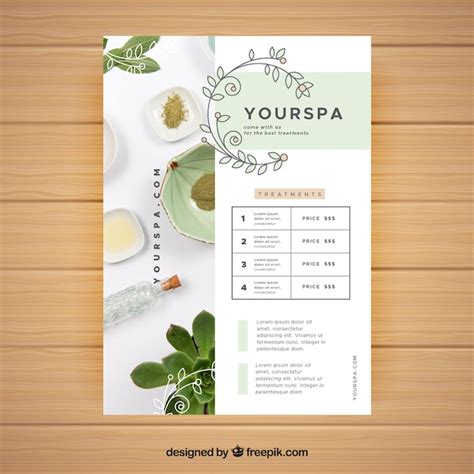 Free Vector Spa Center Flyer With Treatments Information In Flat Style