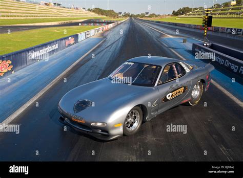 Mazda Series Vi Rx7 Drag Racing Car Sitting Posed On The Start Line At