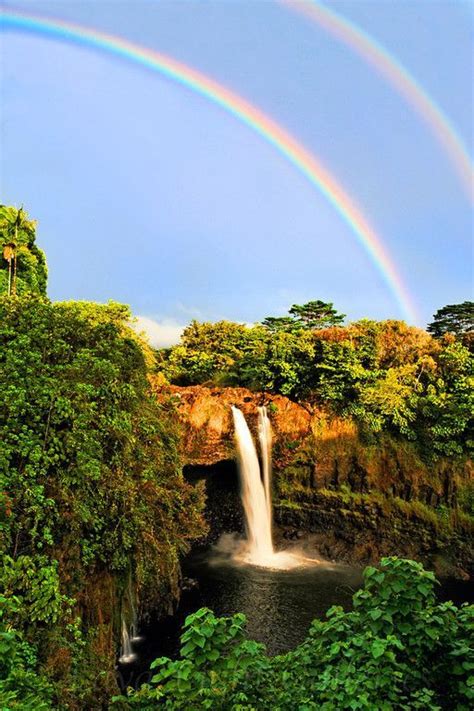 Hawaii Rainbow Falls Rainbow Waterfall Beautiful Nature