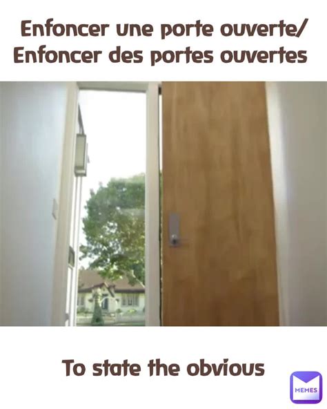 To State The Obvious Enfoncer Une Porte Ouverte Enfoncer Des Portes Ouvertes MissieGee Memes