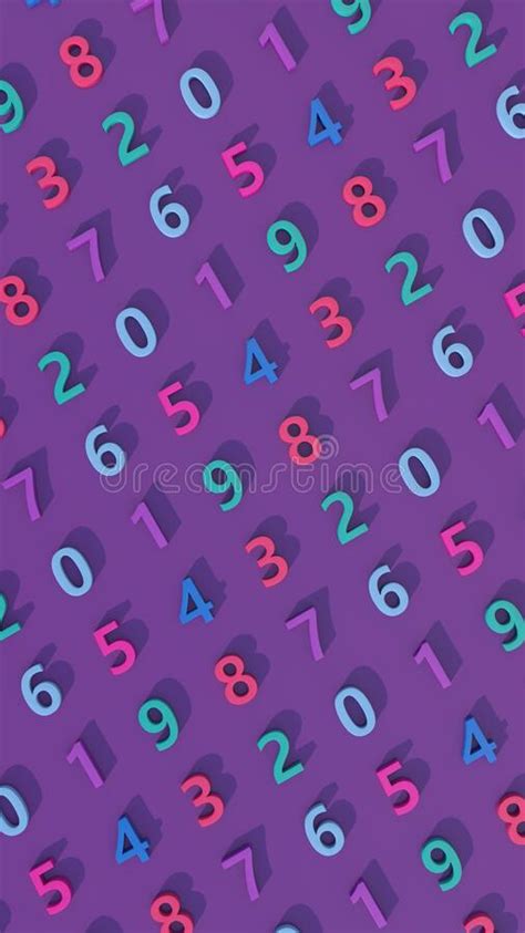 Colorful Number Pattern Purple Background Stock Illustration