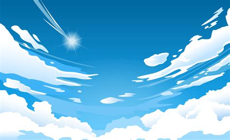 Anime Sky Cloud In Blue Heaven In Sunny Summer Day Cloudy Beautiful