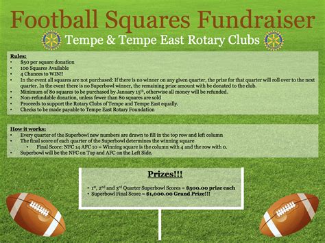 Football Squares Fundraiser The Rotary Club Of Tempe