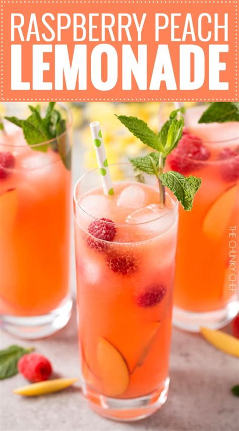 Homemade Raspberry Peach Lemonade The Chunky Chef