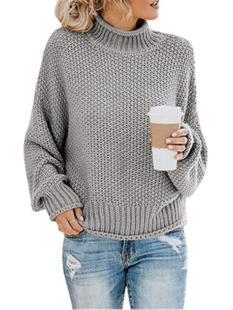 women s long sleeve sweaters turtleneck loose soft knitted casual pullover
