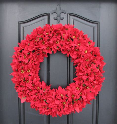 Poinsettia Wreath Mini Red Poinsettias Christmas Wreath