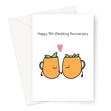 happy 9th wedding anniversary greeting card copper wedding etsy