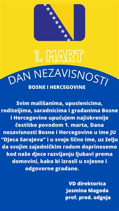 Čestitka Povodom 1 Marta Dana Nezavisnosti Bosne I Hercegovine Ju