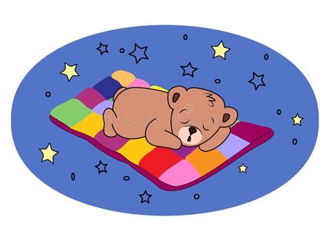 A Cute Teddy Bear Sleeps On A Multi Colored Soft Blanket Soaring In The
