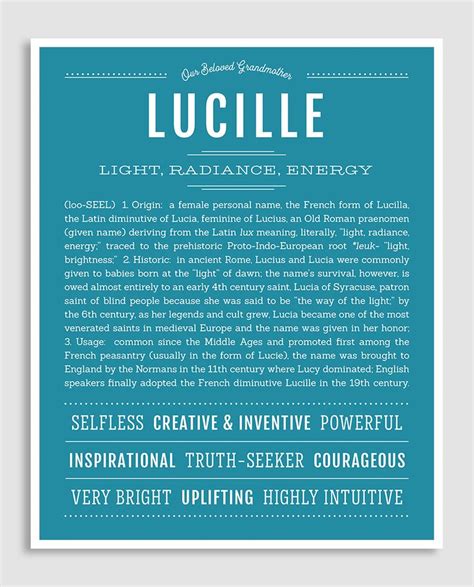 Lucille Classic Name Print Classic Names Names With Meaning Names