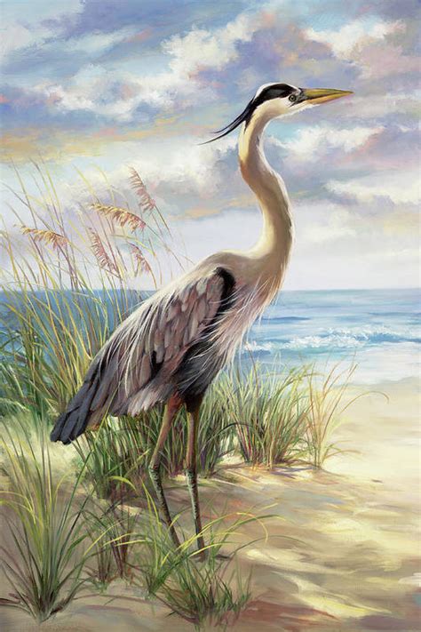 Blue Heron Right Art Print By Laurie Snow Hein