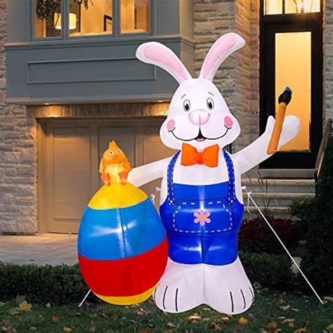 6ft easter inflatable bunny with egg cute fun holiday blow up party for indoor ebay