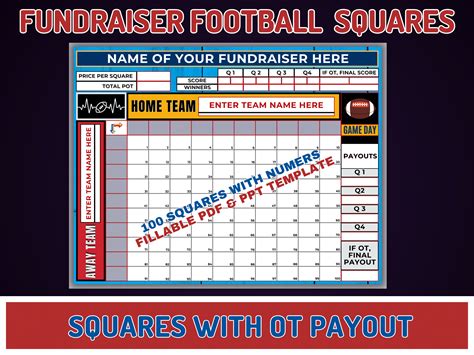 Editable Football Fundraiser Squares Edit Teamfundraiser Name