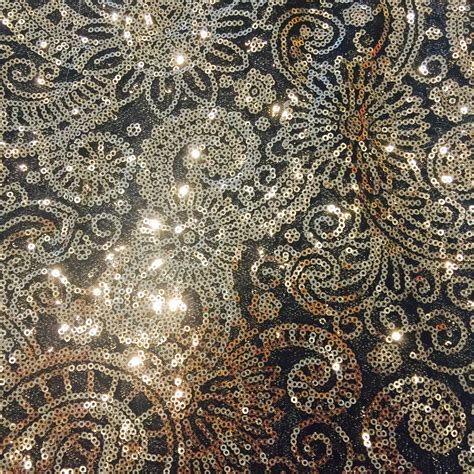 Sequin Blackgold Paisley Sheers Specialty Fabrics Sequinbeads