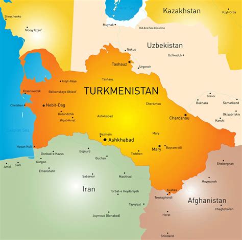 Cities Map Of Turkmenistan