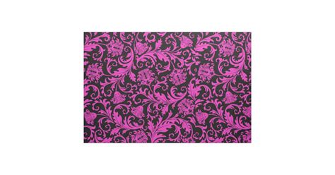 elegant black and hot pink floral damasks fabric zazzle