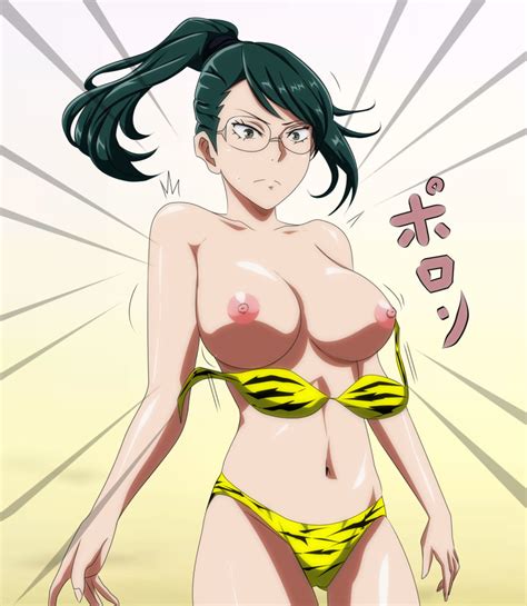 Gentoku Zenin Maki Jujutsu Kaisen Highres Girl Bikini Breasts Brown Eyes Glasses Green