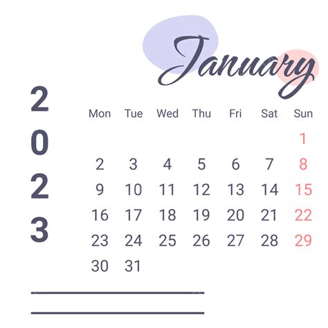 Calendar January 2023 Vector Art Png Purple January 2023 Calendar With