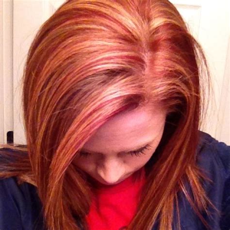 Natural Red Hair With Copper Red And Blonde Highlights