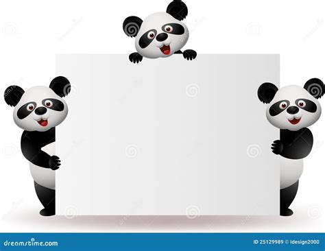 Panda With Blank Sign Stock Vector Illustration Of Banner 25129989