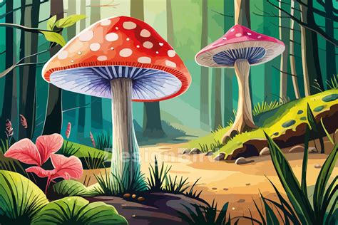 Magic Mushroom Watercolor Illustration Graphic By Designbird · Creative