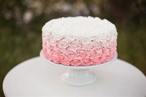 Ombre Rosettes — Round Wedding Cakes In 2019 Rosette Cake Pink