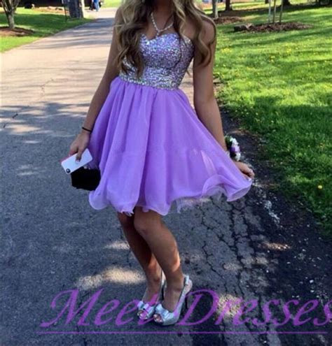 Light Purple Homecoming Dress Pretty A Line Silver Beading Glitter