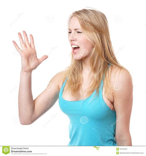 Angry Woman Yelling Stock Image Image Of Gesticulate 52734345