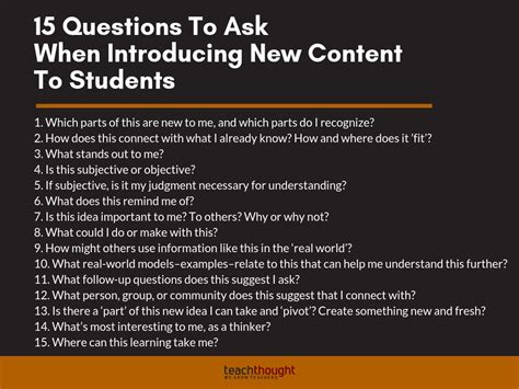 Questions Students Can Ask Themselves When Learning New Content