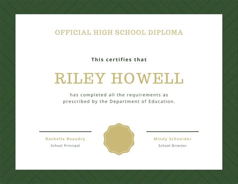 Dark Green Pattern High School Diploma Certificate Templates By Canva