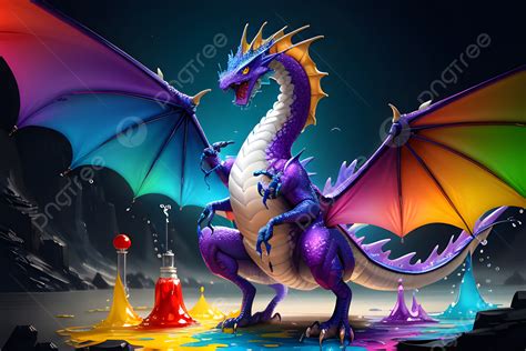 Splash Art Flying Dragon Creature Cute Adorable Liquid Made Of Colors