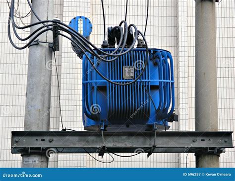 Electric Transformer In Blue Stock Image Image Of Electric