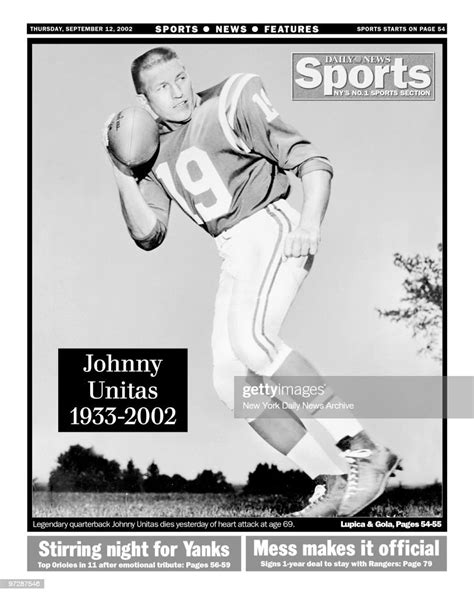 Daily News Back Page 91202 Johnny Unitas 1933 2002 Legendary