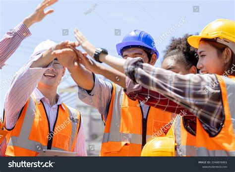 Team Construction Engineering Group Worker Teamwork Stock Photo