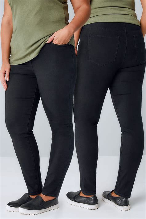 Schwarze Super Dehnbare Skinny Jeans In Großen Größen 44 54