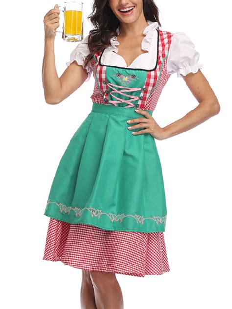 skksst womens oktoberfest beer girl maid costume german bavarian apron dirndl fancy dress
