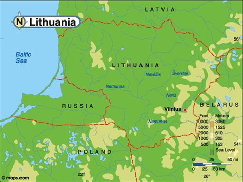 Harta Lituania Consulta Harta Fizica A Lituaniei Pe Infoturismro