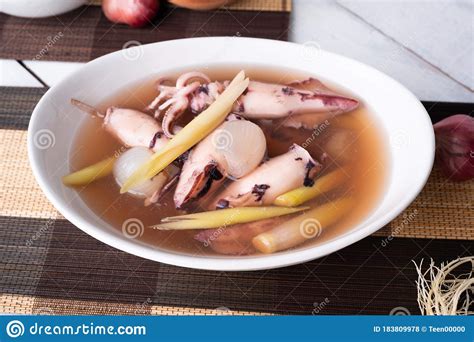 Squid Ink Soup With Lemongrass Thai Food Stock Photo Image Of Sauce