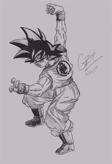 Dbz Goku Battle Pose Pencil By Qukai415 On Deviantart