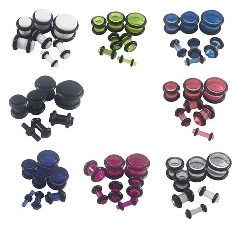 Ear Plugs Acrylic Stretching Tunnels Earlets Gauges With O Rings 2mm 10mm Ebay