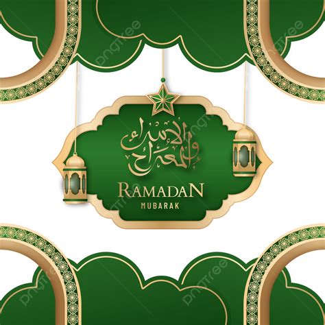 Gambar Ramadhan Mubarak Dalam Elemen Kemewahan Hijau Ramadan Mubarak