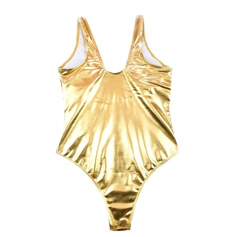 one piece bikini padded gold solid bikini beachwear push up summer backless swimsuit for women