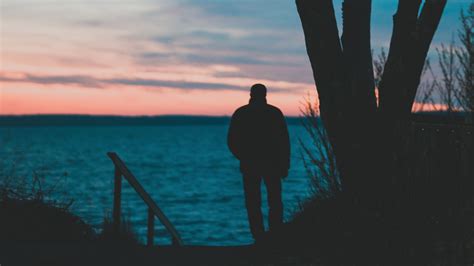 Man Is Standing Lonely Sad In Silhouette Background 4k Hd Sad