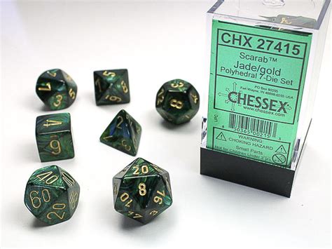 Chessex Scarab Polyhedral 7 Die Set Jade Gold зарчета Pikko Games