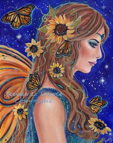 Sunflower Fairy Flowers Fairy Fae Monarch Butterflies Autumn Etsy