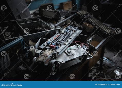 Old Industrial Computer Parts On The Table Stock Photo Image Of