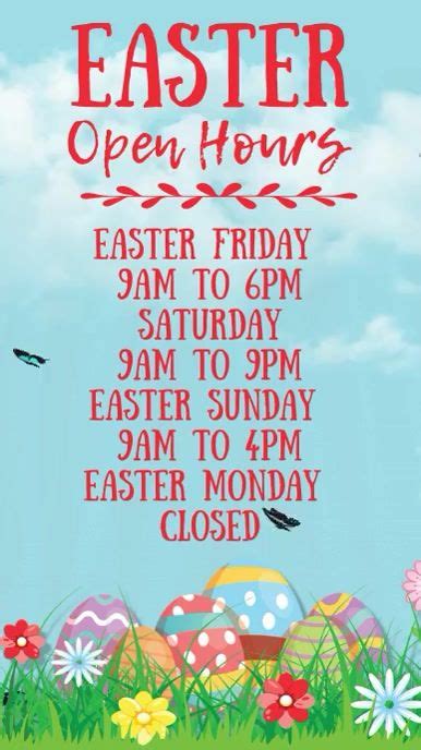 Easter Open Hours Digital Template Easter Poster Easter Poster