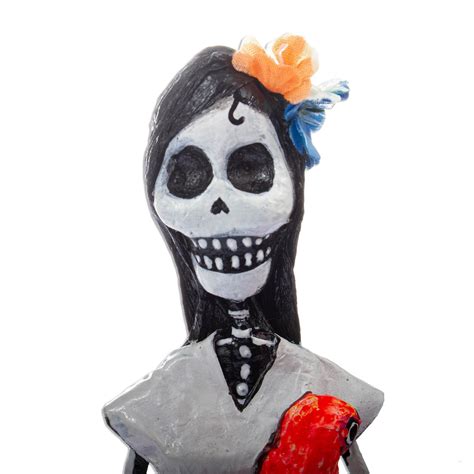 Papier Mache Catrina Sculpture Catrina With Macaw Globein