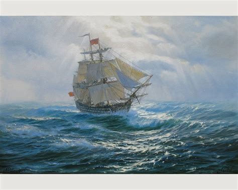 Original Battle Ship Oil Painting By Alexander Shenderov Ocean Painting