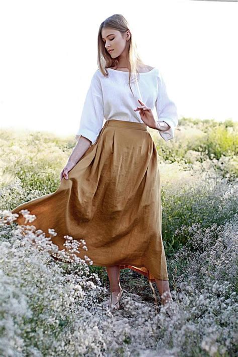 Linen Skirt Maxi Linen Skirt Mustard Linen Skirt Linen Long Linen Skirt